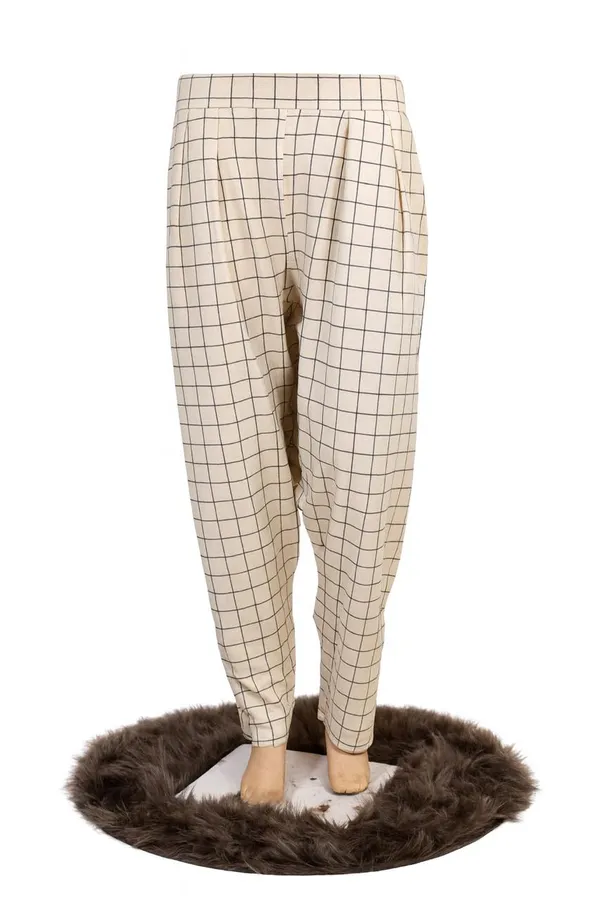 Off_White_Handloom_Cotton_Checked_Checkered_Pant_For_Women_&_Girls