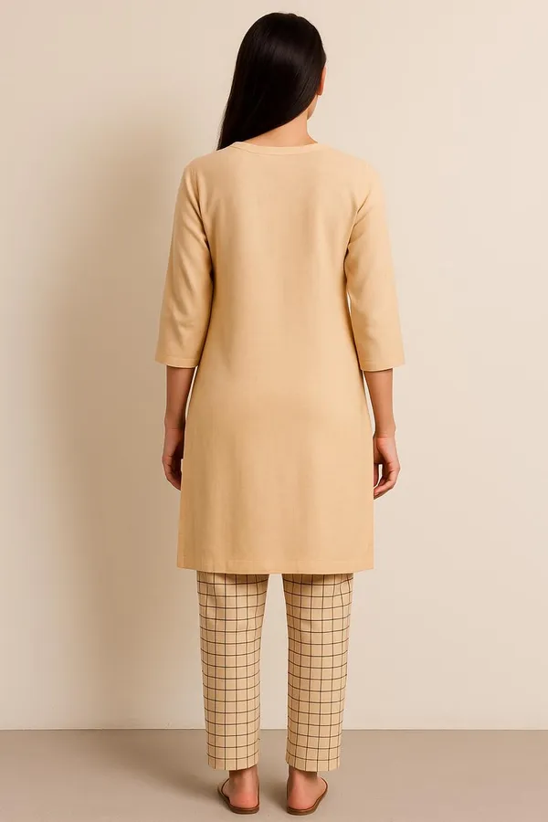 Beige_Cotton_Hand_Embroidered_Kurta_&_Pant_Set_For_Women_&_Girls