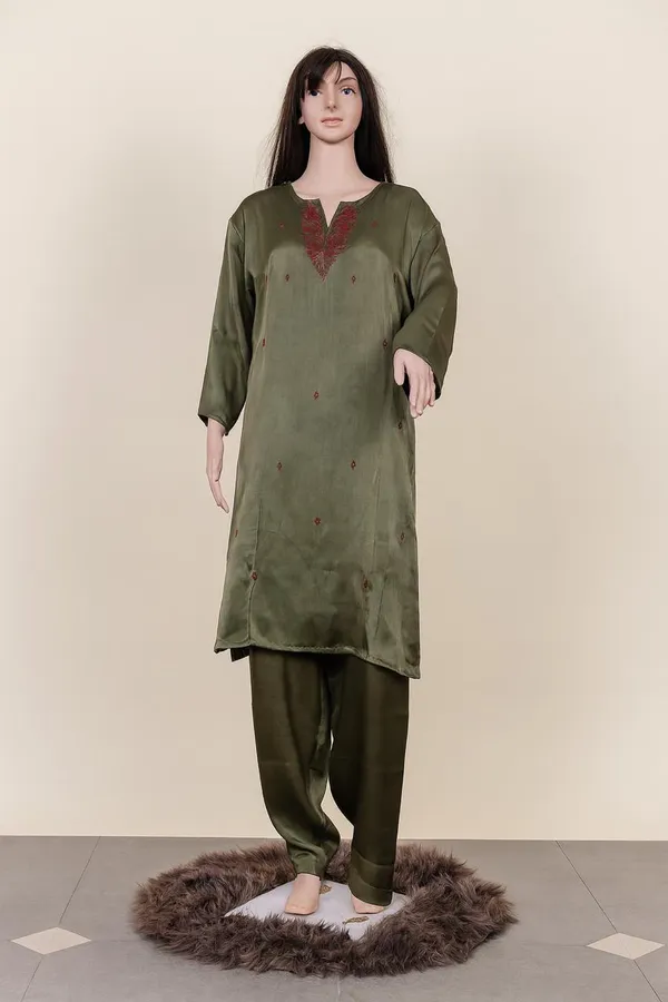 Green_Modal_Silk_Hand_Embroidered_Kurta_For_Women_&_Girls
