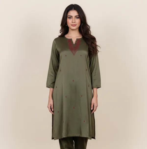 Green_Modal_Silk_Hand_Embroidered_Kurta_For_Women_&_Girls