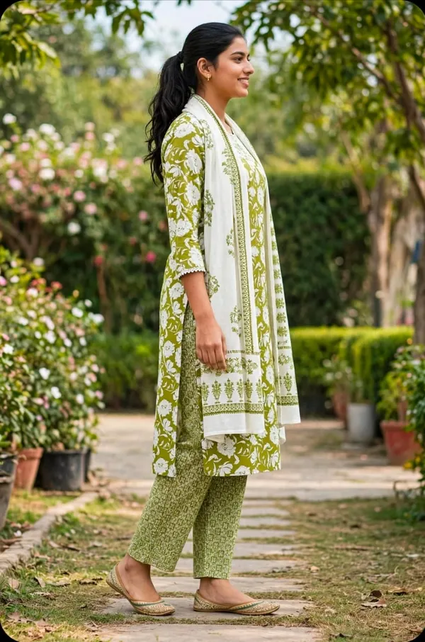 Teej_Special_Mehndi_Green_Floral_Kurta_Set_with_Pant_Plazoo_&_Dupatta