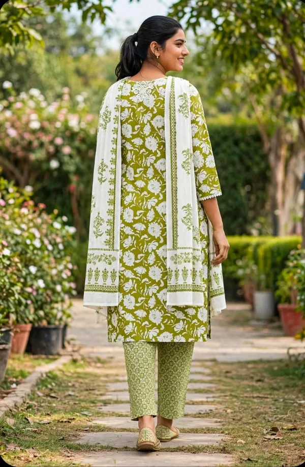 Teej_Special_Mehndi_Green_Floral_Kurta_Set_with_Pant_Plazoo_&_Dupatta