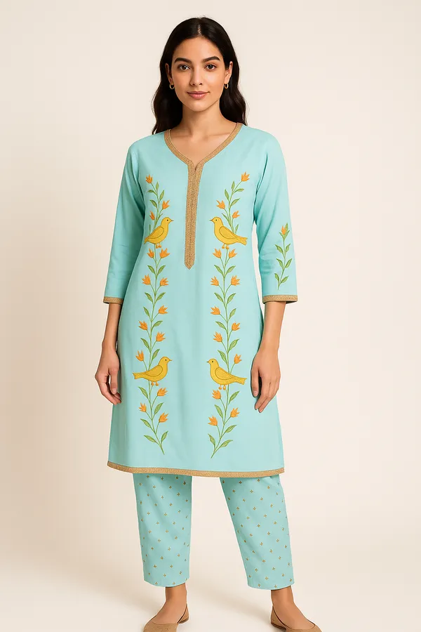 Powder_Blue_Cotton_Kurta__For_Women_&_Girls
