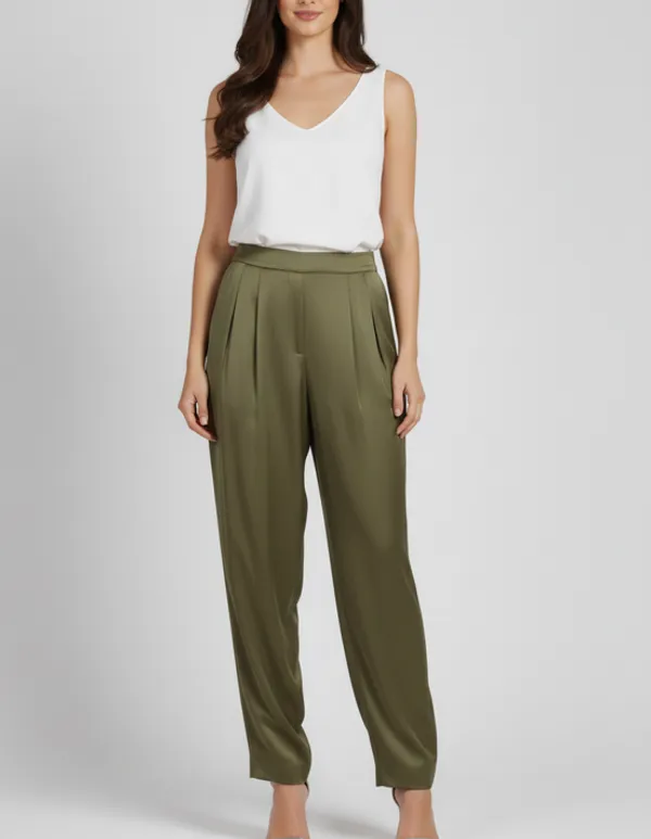 Green_Modal_Silk_Designer_Pant_For_Women_&_Girls