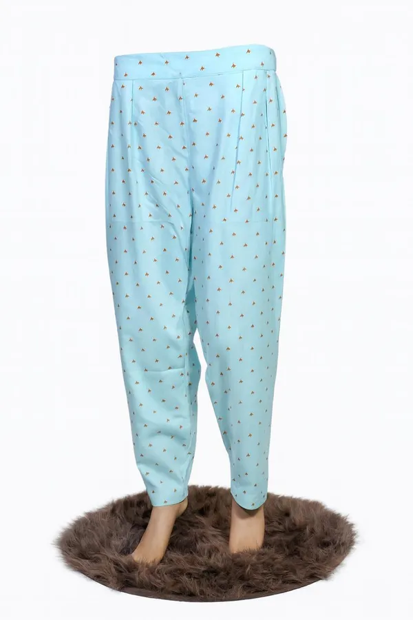 Powder_Blue_Cotton_Pant_For_Women_&_Girls