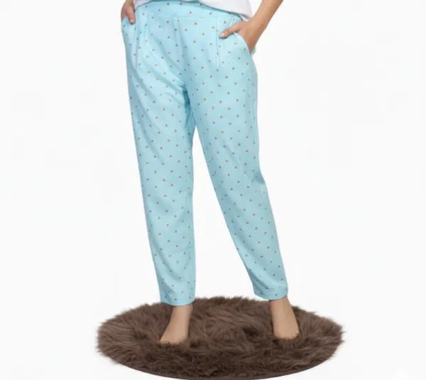 Powder_Blue_Cotton_Pant_For_Women_&_Girls
