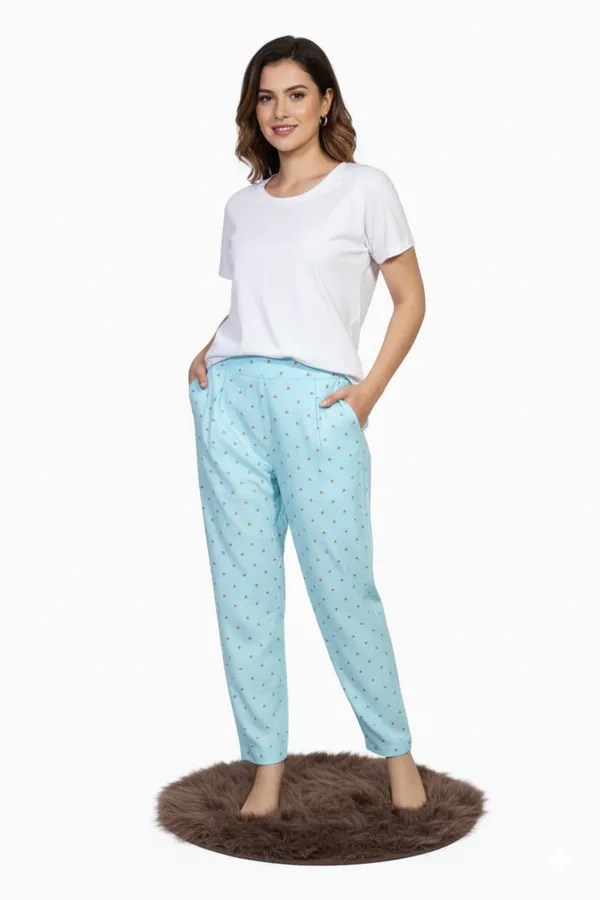 Powder_Blue_Cotton_Pant_For_Women_&_Girls