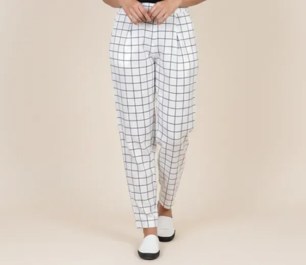 White_Handloom_Cotton_Checkered_Pant_For_Women_&_Girls