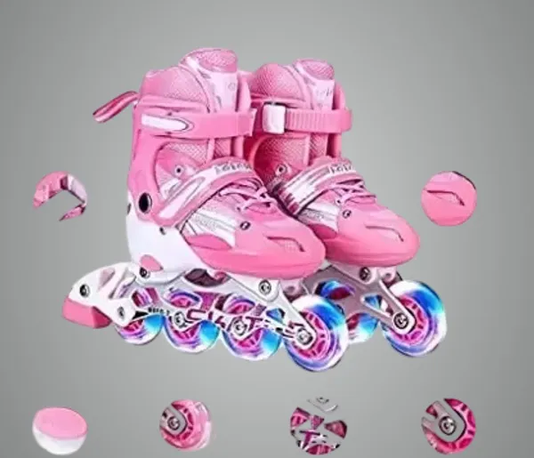 Pink_Inline_Skates_Adult_Adjustable_Beginner_Skating_LED_Flash_In-line_Skates_-_Size_Adult_UK