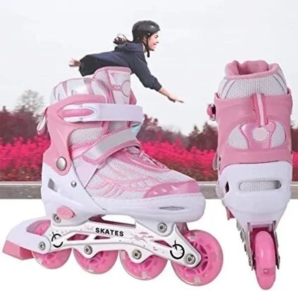 Pink_Inline_Skates_Adult_Adjustable_Beginner_Skating_Shoes_Skates_with_LED_Flash_Quad_Roller_Skates_-_Size_NA_UK