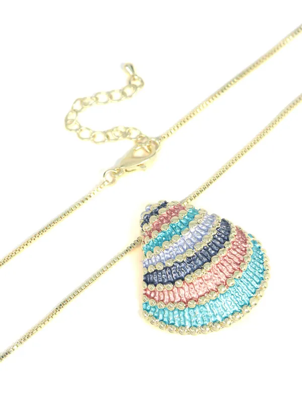 Multicolor_Stainless_Steel_18-Carat_Gold_Polish_Boho_Seashell_Pendant_Set_For_Women