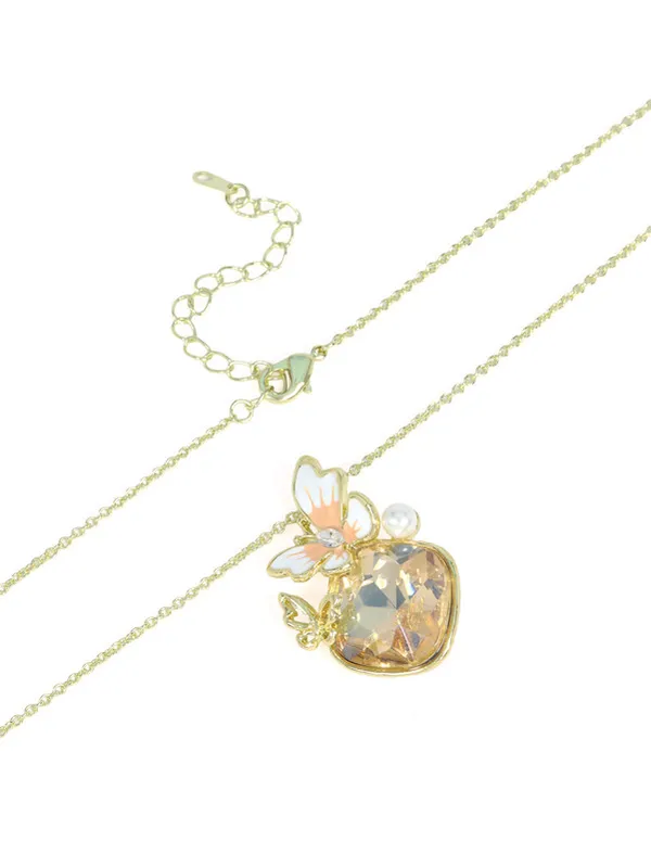 Multicolor_Stainless_Steel_18-Carat_Gold_Polish_Golden_Butterfly_Pendant_Set_For_Women