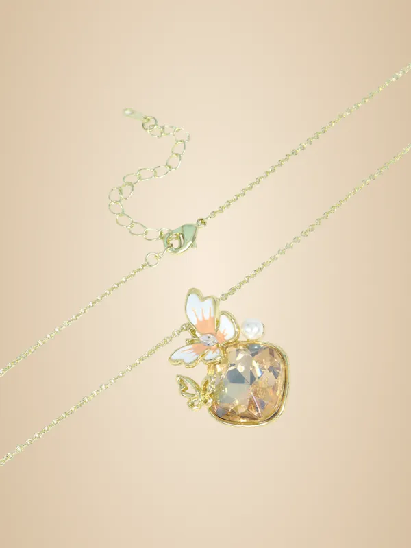 Multicolor_Stainless_Steel_18-Carat_Gold_Polish_Golden_Butterfly_Pendant_Set_For_Women