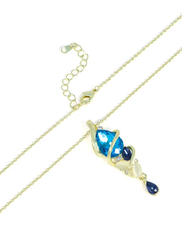 Multicolor_Stainless_Steel_18-Carat_Gold_Polish_Ocean_Blue_Pendant_Set_For_Women