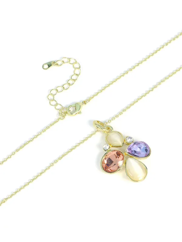 Multicolor_Stainless_Steel_18-Carat_Gold_Polish_Sunset_Bloom_Pendant_Set_For_Women