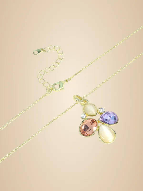 Multicolor_Stainless_Steel_18-Carat_Gold_Polish_Sunset_Bloom_Pendant_Set_For_Women