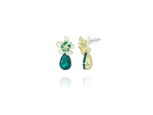 Multicolor_Stainless_Steel_18-Carat_Gold_Polish_Emerald_Bloom_Pendant_Set_For_Women