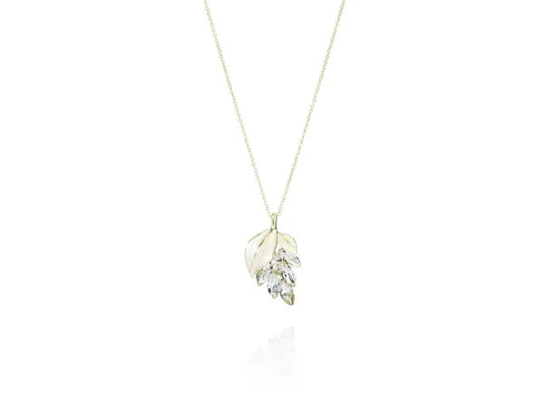 Multicolor_Stainless_Steel_18-Carat_Gold_Polish_Crystal_Leaf_Pendant_Set_For_Women