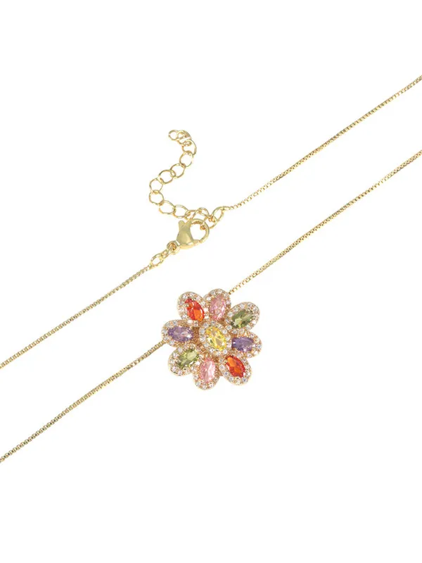 Multicolor_Stainless_Steel_18-Carat_Gold_Polish_Radiant_Bloom_Pendant_Set_For_Women