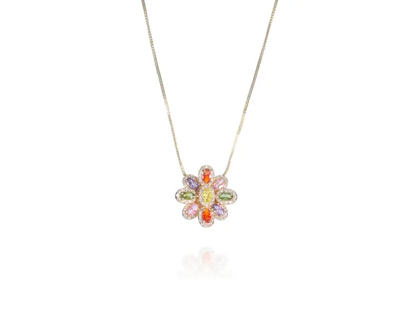 Multicolor_Stainless_Steel_18-Carat_Gold_Polish_Radiant_Bloom_Pendant_Set_For_Women