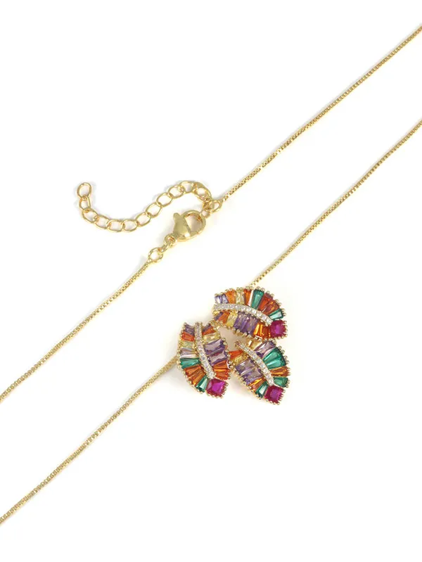 Multicolor_Stainless_Steel_18-Carat_Gold_Polish_Radiant_Mosaic_Pendant_Set_For_Women