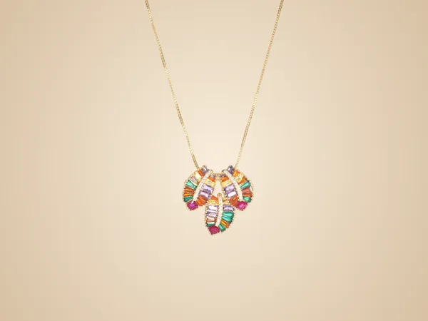 Multicolor_Stainless_Steel_18-Carat_Gold_Polish_Radiant_Mosaic_Pendant_Set_For_Women