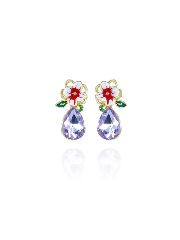 Multicolor_Stainless_Steel_18-Carat_Gold_Polish_Lavender_Bloom_Pendant_Set_For_Women
