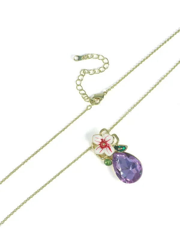 Multicolor_Stainless_Steel_18-Carat_Gold_Polish_Lavender_Bloom_Pendant_Set_For_Women