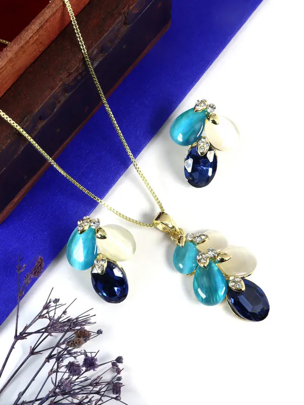 Multicolor_Stainless_Steel_18-Carat_Gold_Polish_Midnight_Lagoon_Set_For_Women