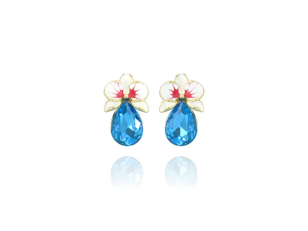 Multicolor_Stainless_Steel_18-Carat_Gold_Polish_Blue_Orchid_Blossom_Set_For_Women