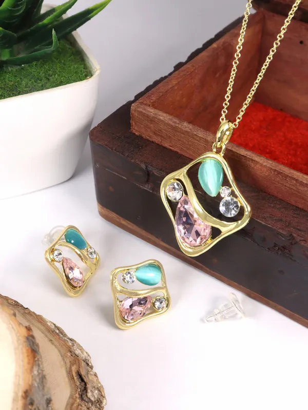 Multicolor_Stainless_Steel_18-Carat_Gold_Polish_Dual-Tone_Charm_Set_For_Women