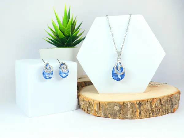 Multicolor_Stainless_Steel_18-Carat_Gold_Polish_Royal_Blue_Spiral_Set_For_Women