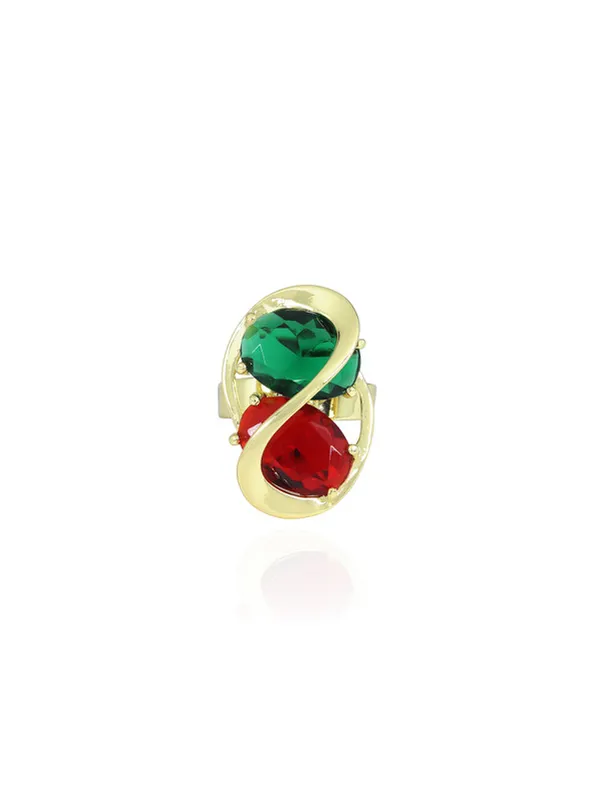 Multicolor_Stainless_Steel_18-Carat_Gold_Polish_Red_&_Emerald_Infinity_Set_For_Women