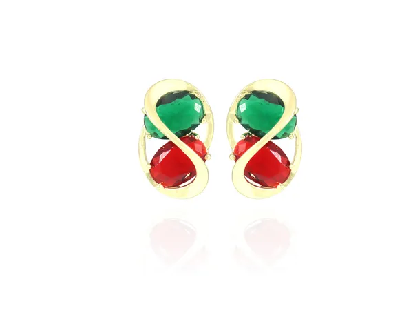 Multicolor_Stainless_Steel_18-Carat_Gold_Polish_Red_&_Emerald_Infinity_Set_For_Women