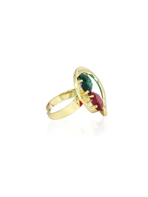 Multicolor_Stainless_Steel_18-Carat_Gold_Polish_Red_&_Emerald_Infinity_Set_For_Women