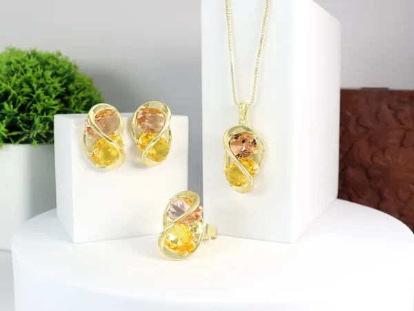 Multicolor_Stainless_Steel_18-Carat_Gold_Polish_Sunshine_Infinity_Set_For_Women