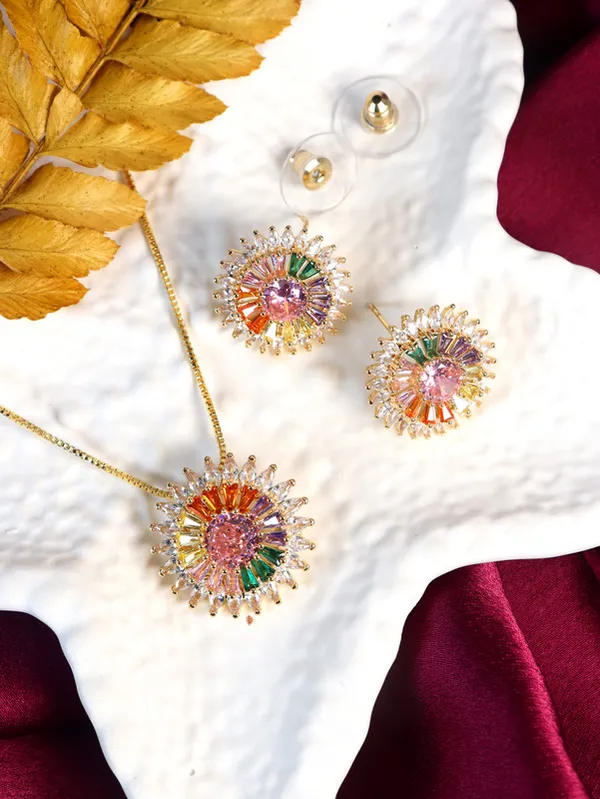 Multicolor_Stainless_Steel_18-Carat_Gold_Polish_Rainbow_Burst_Set_For_Women