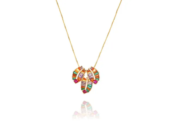 Multicolor_Stainless_Steel_18-Carat_Gold_Polish_Rainbow_Leaf_Set_For_Women