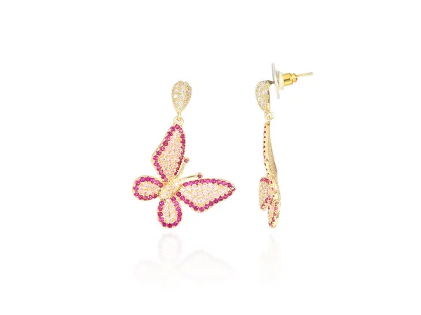 Multicolor_Stainless_Steel_18-Carat_Gold_Polish_Ruby_Butterfly_Set_For_Women