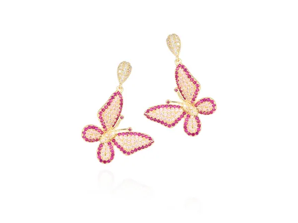 Multicolor_Stainless_Steel_18-Carat_Gold_Polish_Ruby_Butterfly_Set_For_Women