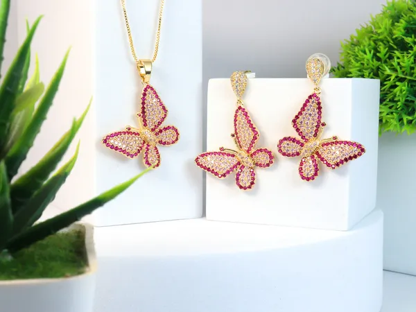 Multicolor_Stainless_Steel_18-Carat_Gold_Polish_Ruby_Butterfly_Set_For_Women