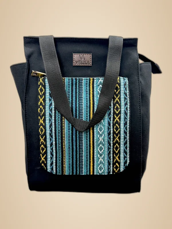 Blue_&_Black_Recycled_Canvas_Premium_&_Elegant_Lunch_Bag_For_Women