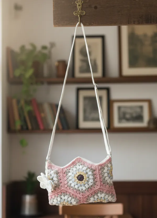 Pink_HexaBloom_Crochet_Sling_Bag