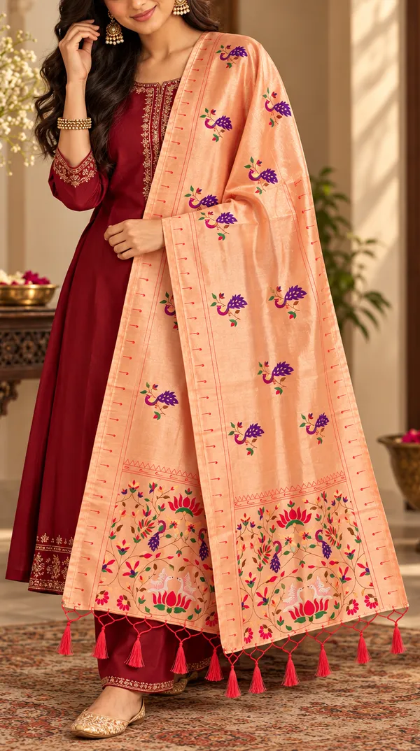 Mayuri_Red_Paithani_Stole