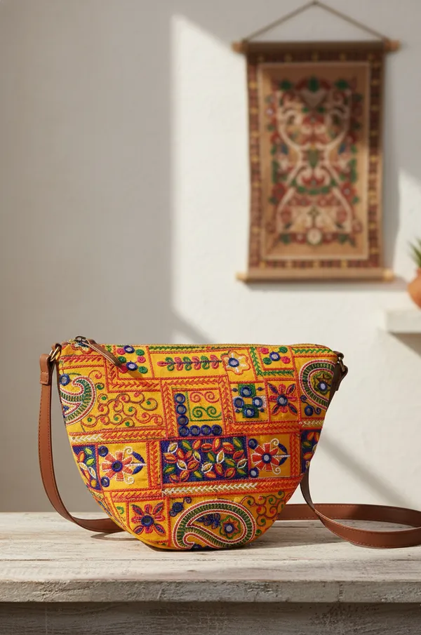 Yellow_Cotton_Premium_&_Elegant_Handbag_For_Women