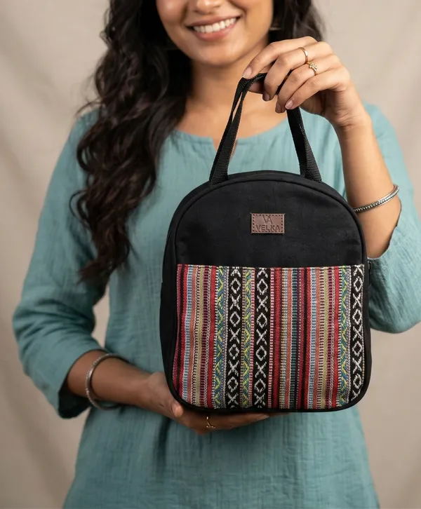 Red_&_Black_Recycled_Canvas_Premium_&_Elegant_Lunch_Bag_For_Women