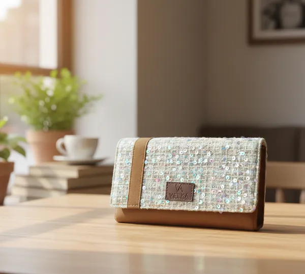 Brown_Cotton_Canvas_Glitter_Wallet_For_Women