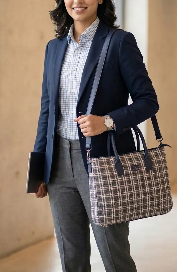 Grey_Jute_Premium_&_Elegant_Laptop_Bag_For_Women