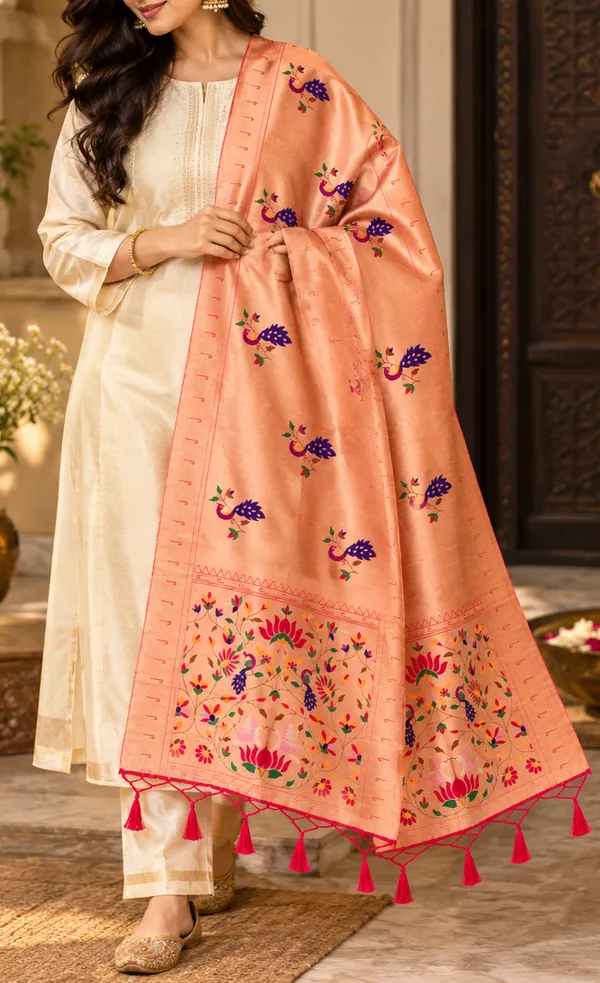 Mayuri_Pink_Paithani_Stole