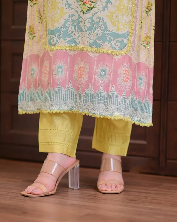 Yellow_Muslin_Floral_Print_Kurta_With_Pant_&_Dupatta_Set_|_For_Women
